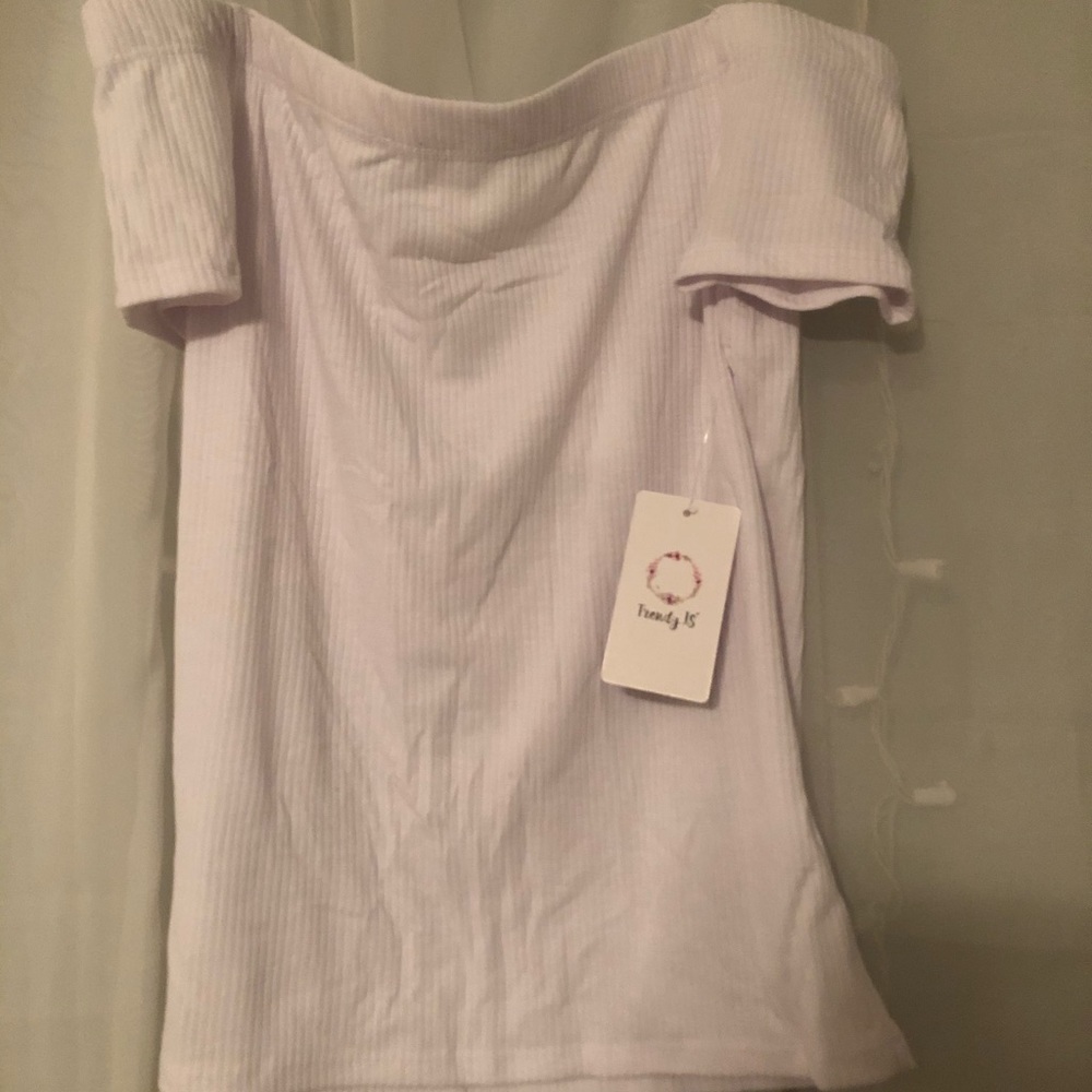 White off the shoulder crop top slimming